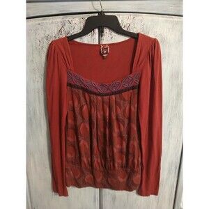 Language Anthropologie Puff Sleeve Embroidered Top Small Boho Vintage Y2K
